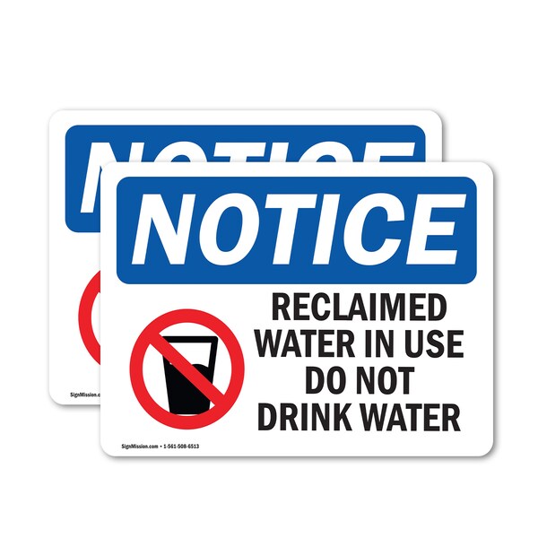 Signmission Reclaimed Water In Use Do Not Sign With Symbol, 5 in W x Rectangle, Vinyl Decal OS-2PACK-NS-D-35-L-17997 - main